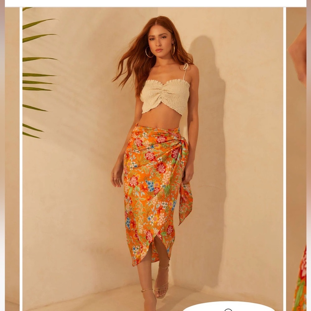 Vici Valora Satin Slip Midi Skirt Set with Matching Top large